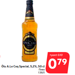 Allahindlus - Õlu A.Le Coq Special, 5,2%, 50 cl