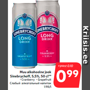 Allahindlus - Muu alkohoolne jook Sinebrychoff, 5,5%, 50 cl**