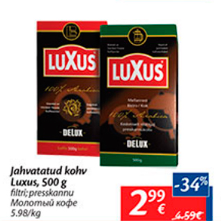 Allahindlus - Jahvatatud kohv Luxus, 500 g