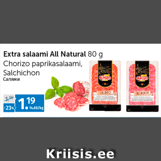 Allahindlus - Extra salaami All Natural 80 g