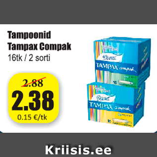 Allahindlus - Tampoonid Tampax Compak