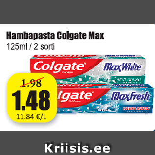 Allahindlus - Hambapasta Colgate Max