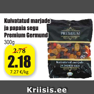 Allahindlus - Kuivatatud marjade ja papaia segu Premium Germund 300 g