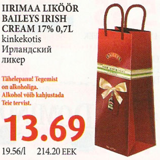 Allahindlus - Iirimaa liköör Baileys irish cream