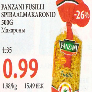 Allahindlus - Panzani fusilli spiraalmakaronid