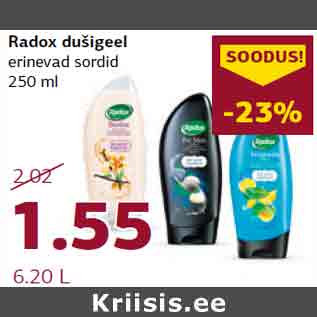 Allahindlus - Radox dušigeel erinevad sordid 250 ml