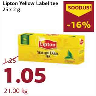 Allahindlus - Lipton Yellow Label tee 25 x 2 g