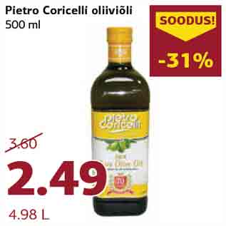 Allahindlus - Pietro Coricelli oliiviõli 500 ml