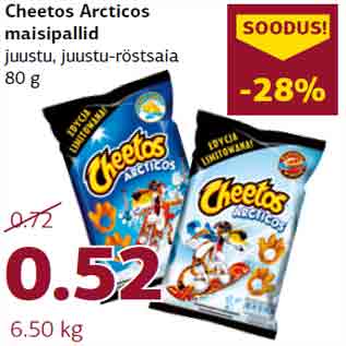 Allahindlus - Cheetos Arcticos maisipallid juustu, juustu-röstsaia 80 g