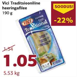 Allahindlus - Vici Traditsiooniline heeringafilee 190 g