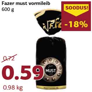 Allahindlus - Fazer must vormileib 600 g