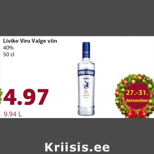 Allahindlus - Liviko Viru Valge viin 40% 50 cl