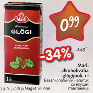 Allahindlus - Marli alkoholivaba glögijook, 1 l