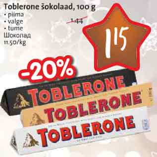 Allahindlus - Toblerone šokolaad, 100 g