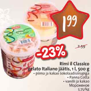 Allahindlus - Rimi il Classico gelato Italino jäätis, 1,l, 500 g