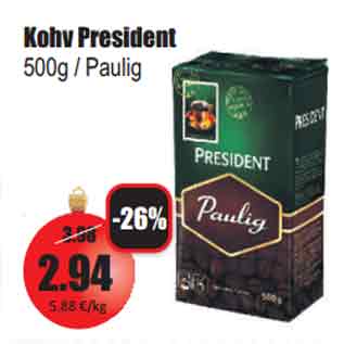 Allahindlus - Kohv President 500g / Paulig