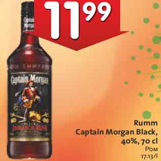 Allahindlus - Rumm Captain Morgan Black, 40%, 70 cl