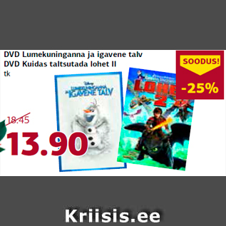 Allahindlus - DVD Lumekuninganna ja igavene talv DVD Kuidas taltsutada lohet II tk