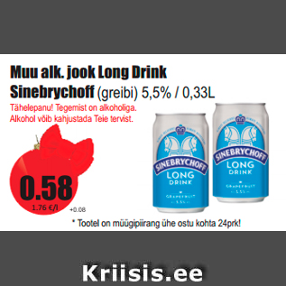 Allahindlus - Muu alk. jook Long Drink Sinebrychof