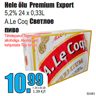 Allahindlus - Hele õlu Premium Export