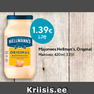 Allahindlus - Majonees Hellman’s, Original;