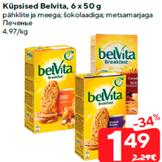 Allahindlus - Küpsised Belvita, 6 x 50 g