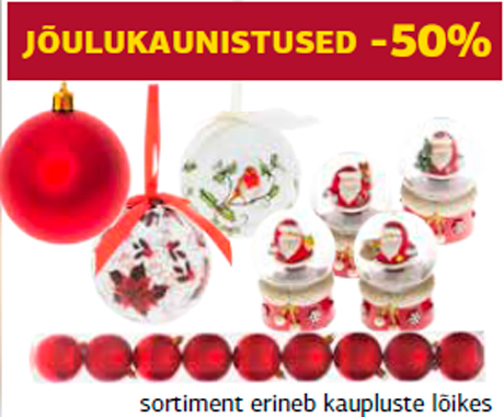 Jõulukaunistused -50%