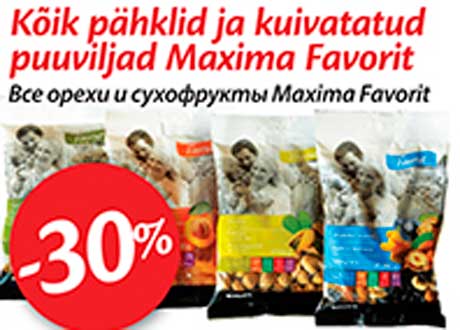 Pähklid ja kuivatatud puuviljad Maxima Favorit