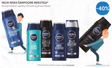 VALIK NIVEA ŠAMPOONE MEESTELE*  -40%