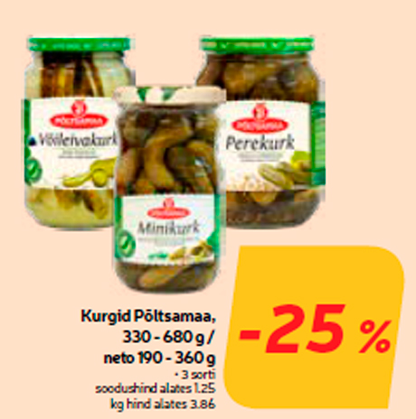 Kurgid Põltsamaa, 330 - 680 g / neto 190 - 360 g -25%