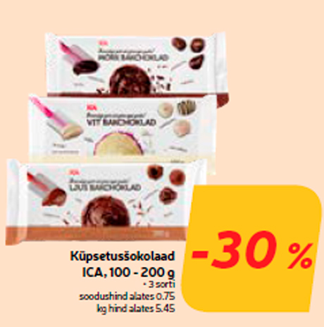 Küpsetusšokolaad ICA, 100 - 200 g  -30%