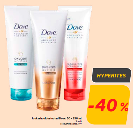 Juuksehooldustooted Dove, 50 - 250 ml -40%