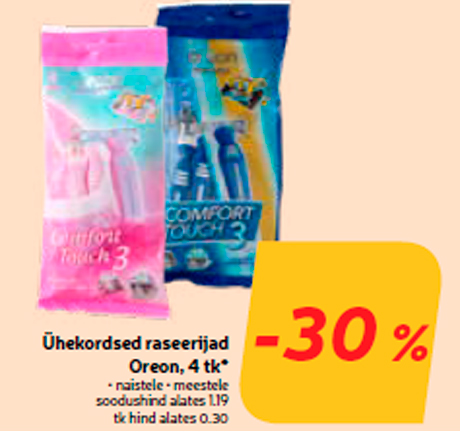 Ühekordsed raseerijad Oreon, 4 tk* -30%