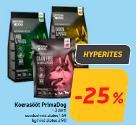 Koerasööt PrimaDog  -25%