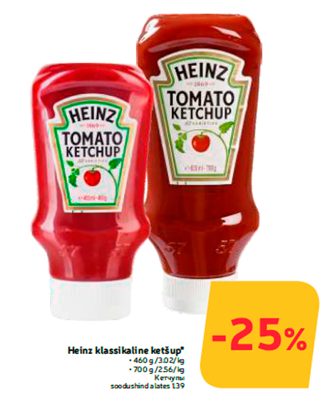 Heinz klassikaline ketšup*  -25%