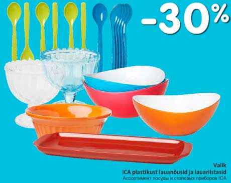 Valik ICA plastikust lauanõusid ja lauariistasid -30%