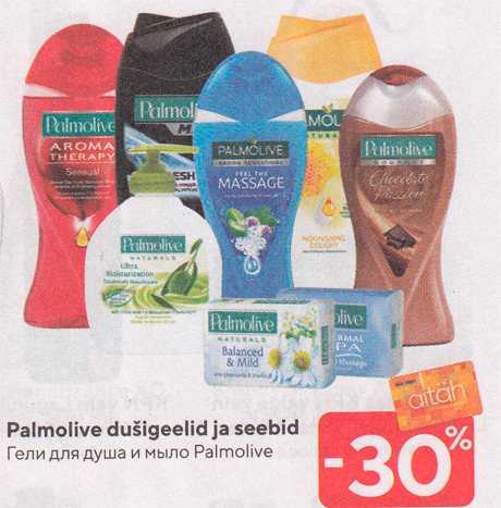 Palmolive dušigeelid ja seebid -30%