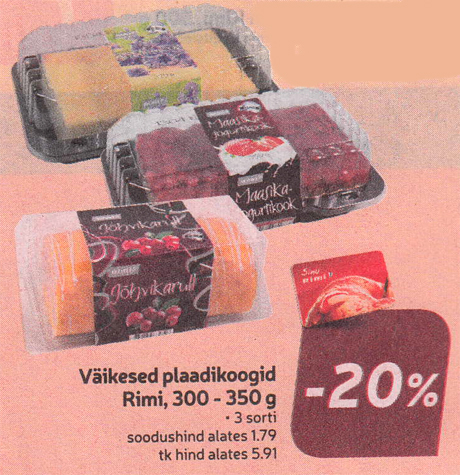 Väikesed plaadikoogid Rimi, 300 - 350 g  -20%