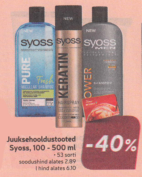 Juuksehooldustooted Syoss, 100 - 500 ml  -40%