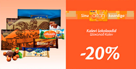 Kalevi šokolaadid -20%