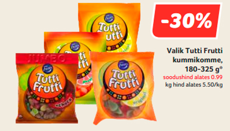 Valik Tutti Frutti  kummikomme, 180-325 g*  -30%