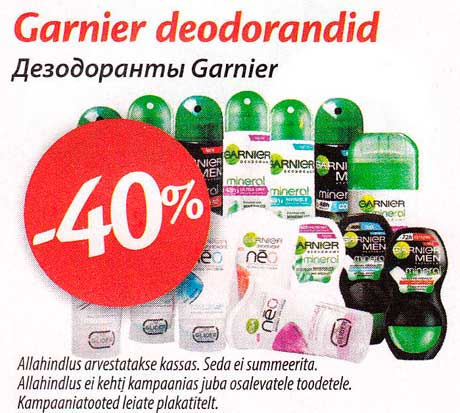 Garnier deodorandid -40%