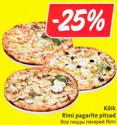 Kõik Rimi pagarite pitsad -25%