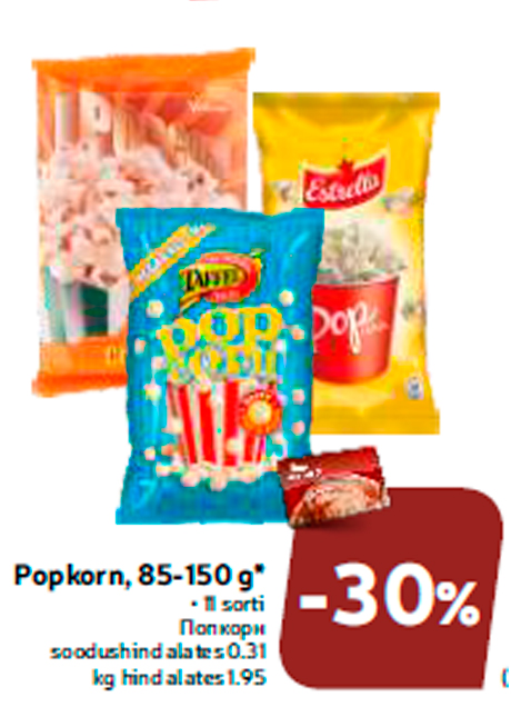 Popkorn, 85-150 g*  -30%