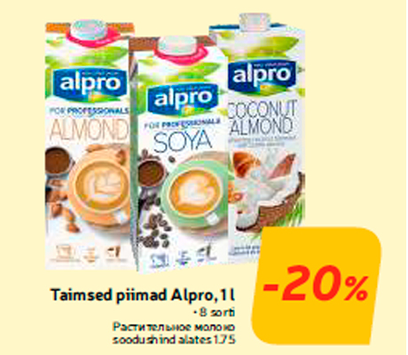 Taimsed piimad Alpro, 1 l  -20%
