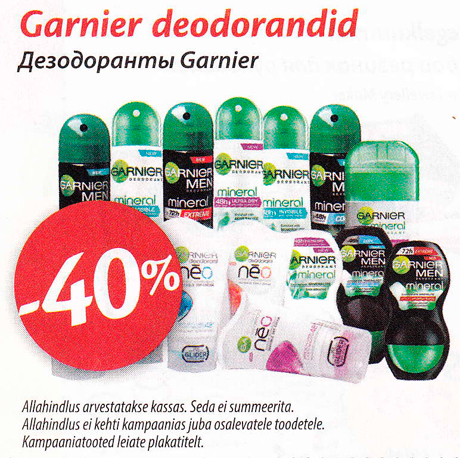 Garnier deodorandid  -40%