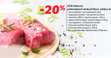 Kõik Rakvere pakendatud värsked lihad, valikus ka -20%