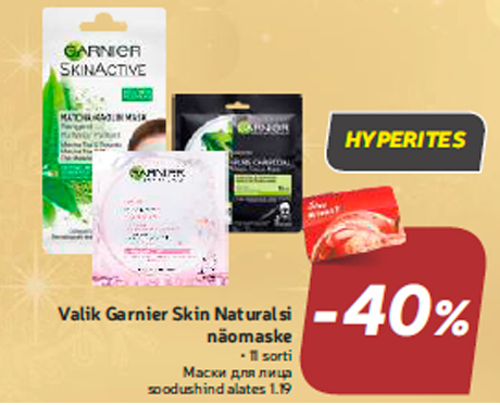 Valik Garnier Skin Naturalsi näomaske  -40%
