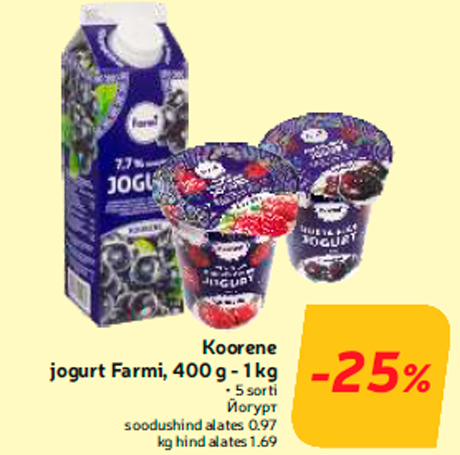 Koorene jogurt Farmi, 400 g - 1 kg  -25%