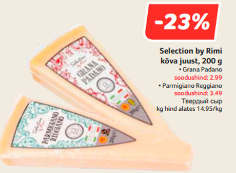 Selection by Rimi  kõva juust, 200 g  -23%
